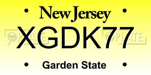 XGDK77 New Jersey License Plate