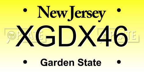 XGDX46 New Jersey License Plate