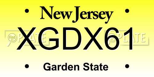 XGDX61 New Jersey License Plate