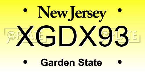 XGDX93 New Jersey License Plate
