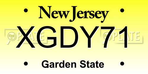 XGDY71 New Jersey License Plate