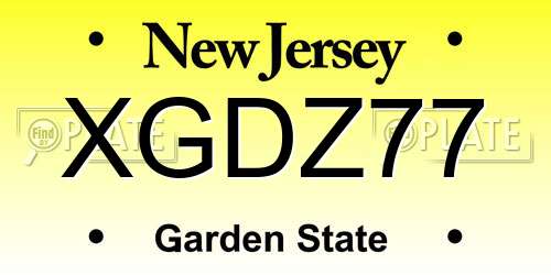 XGDZ77 New Jersey License Plate