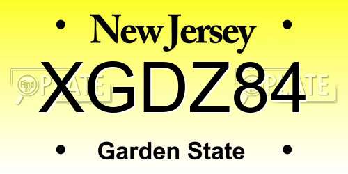 XGDZ84 New Jersey License Plate
