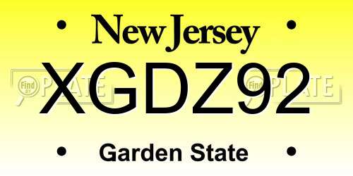 XGDZ92 New Jersey License Plate