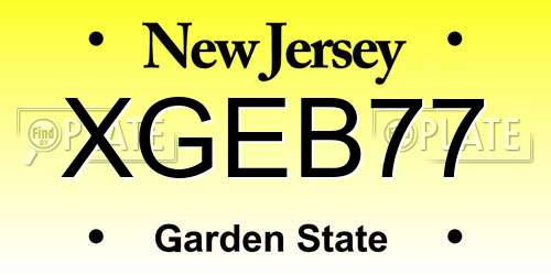 XGEB77 New Jersey License Plate