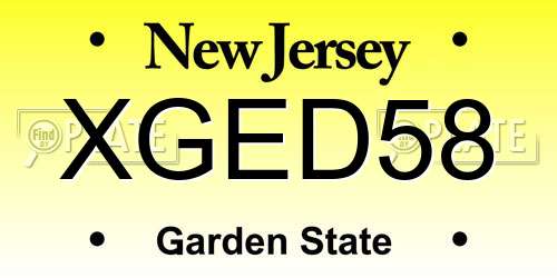 XGED58 New Jersey License Plate