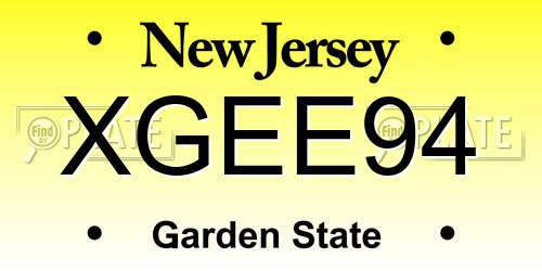 XGEE94 New Jersey License Plate