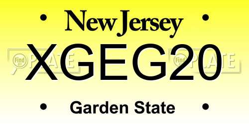 XGEG20 New Jersey License Plate