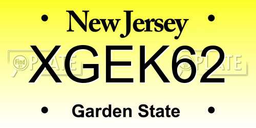 XGEK62 New Jersey License Plate