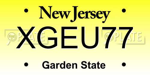XGEU77 New Jersey License Plate