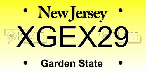 XGEX29 New Jersey License Plate