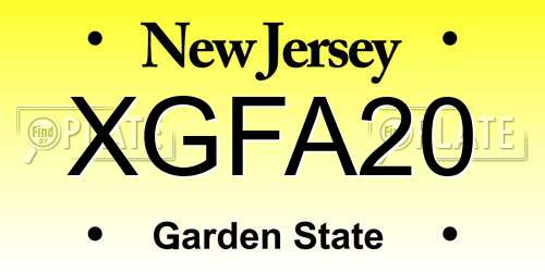 XGFA20 New Jersey License Plate