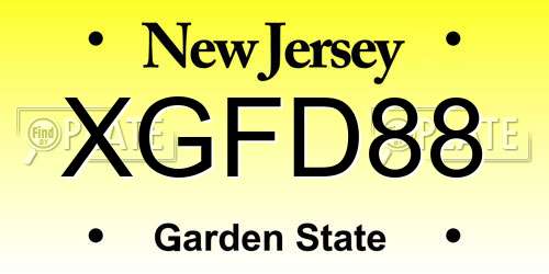 XGFD88 New Jersey License Plate