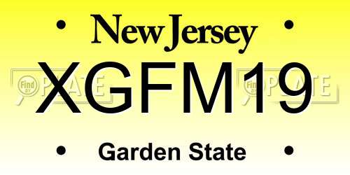 XGFM19 New Jersey License Plate