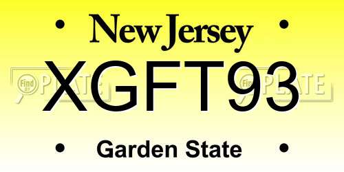 XGFT93 New Jersey License Plate
