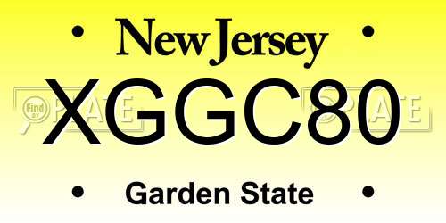 XGGC80 New Jersey License Plate