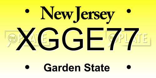 XGGE77 New Jersey License Plate
