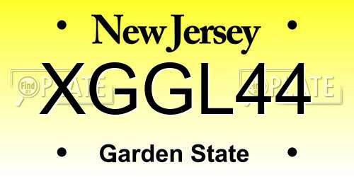 XGGL44 New Jersey License Plate