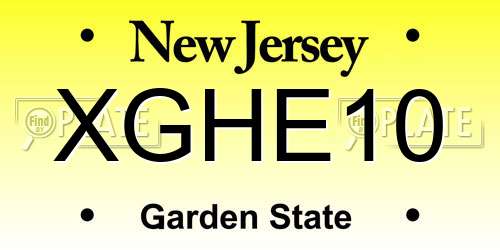 XGHE10 New Jersey License Plate