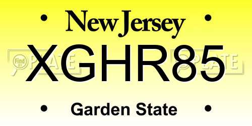XGHR85 New Jersey License Plate