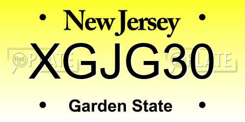 XGJG30 New Jersey License Plate