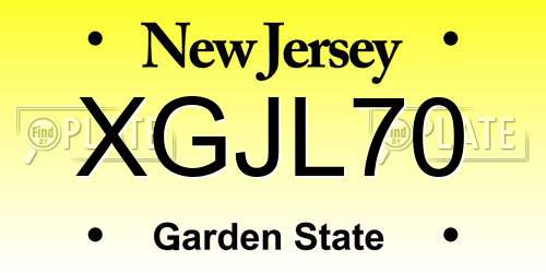 XGJL70 New Jersey License Plate