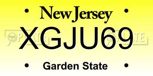 XGJU69 New Jersey License Plate