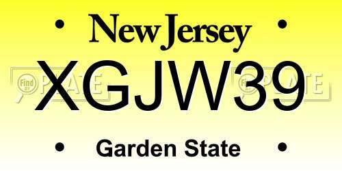 XGJW39 New Jersey License Plate