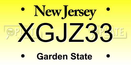 XGJZ33 New Jersey License Plate