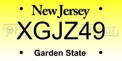 XGJZ49 New Jersey License Plate