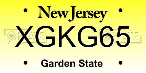 XGKG65 New Jersey License Plate