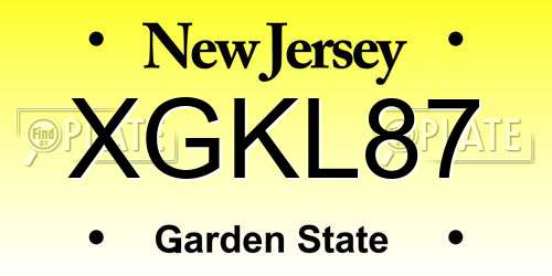 XGKL87 New Jersey License Plate