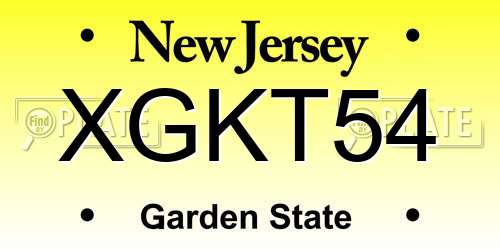 XGKT54 New Jersey License Plate