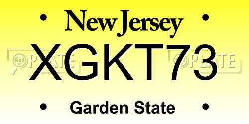 XGKT73 New Jersey License Plate