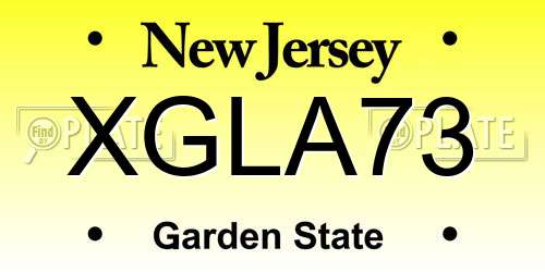 XGLA73 New Jersey License Plate