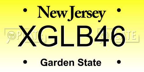 XGLB46 New Jersey License Plate
