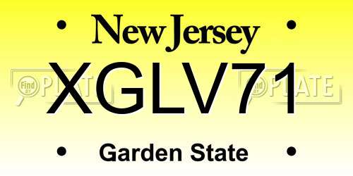 XGLV71 New Jersey License Plate