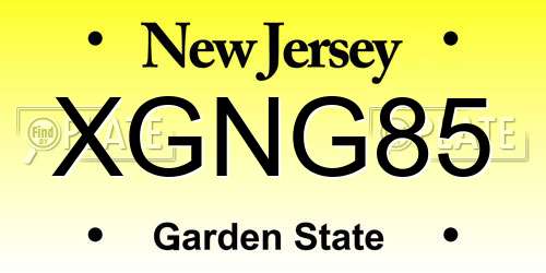 XGNG85 New Jersey License Plate