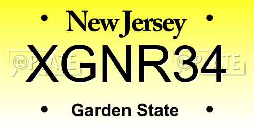XGNR34 New Jersey License Plate