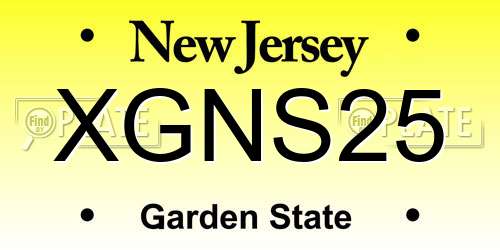 XGNS25 New Jersey License Plate