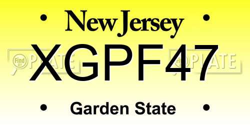 XGPF47 New Jersey License Plate