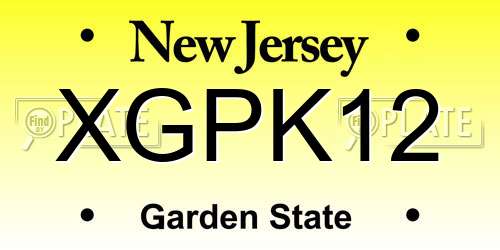 XGPK12 New Jersey License Plate