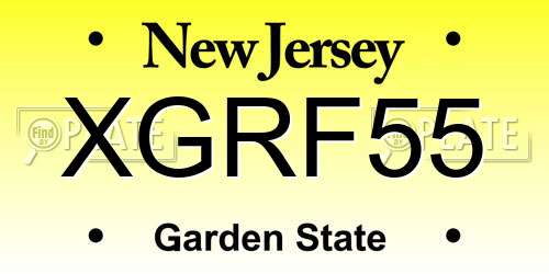 XGRF55 New Jersey License Plate