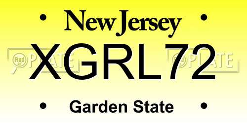 XGRL72 New Jersey License Plate