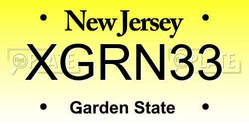 XGRN33 New Jersey License Plate