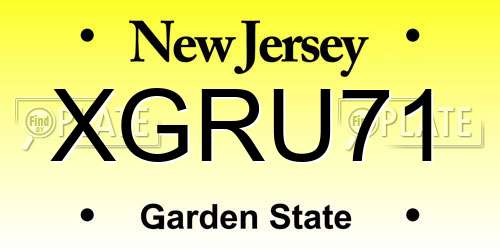 XGRU71 New Jersey License Plate