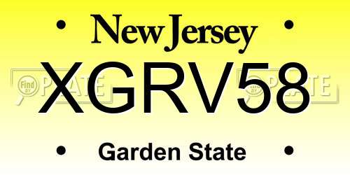 XGRV58 New Jersey License Plate