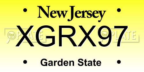 XGRX97 New Jersey License Plate