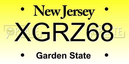XGRZ68 New Jersey License Plate