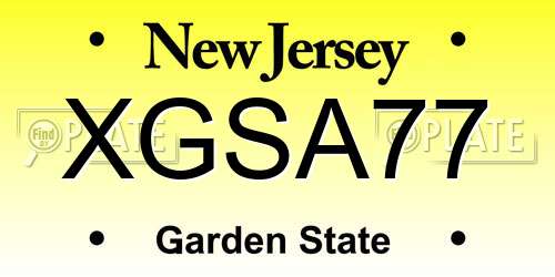 XGSA77 New Jersey License Plate